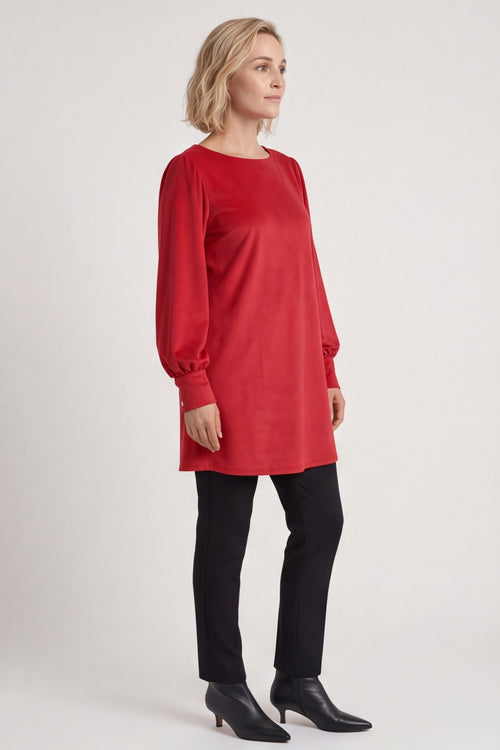 Zannah Button Back Tunic Red – image 1 of 6