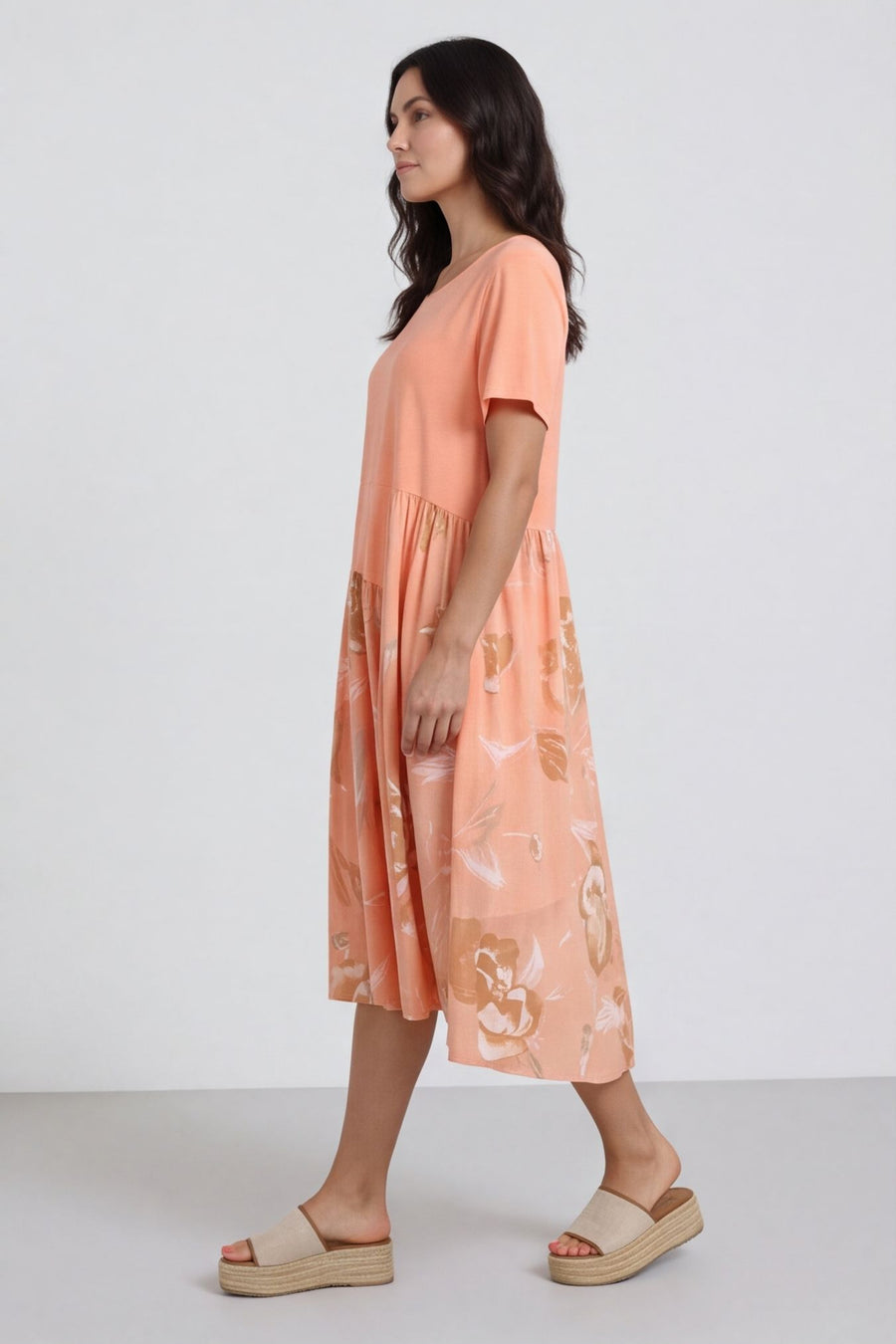Tullia Botanical Print Cotton Dress Orange – image 1 of 4