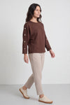 Lesley Button Top Cocoa – image 1 of 6