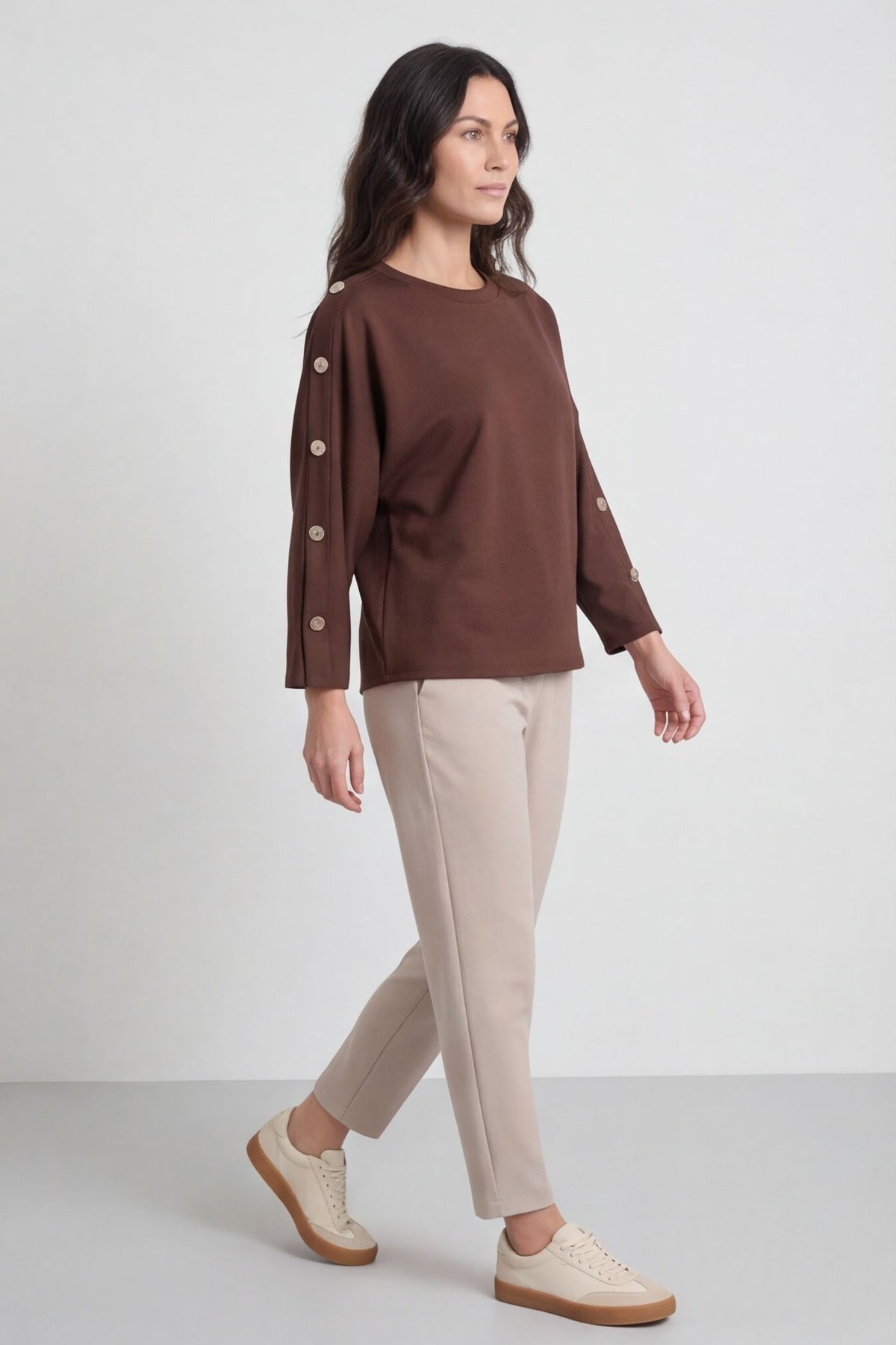 Lesley Button Top Cocoa – image 1 of 6