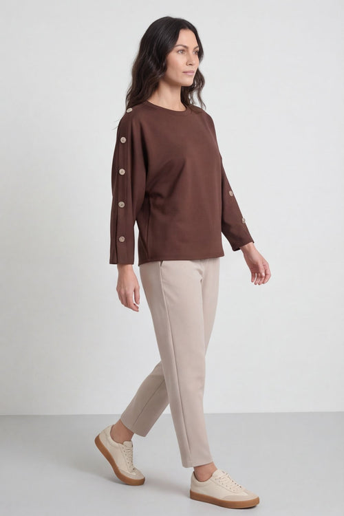 Lesley Button Top Cocoa – image 1 of 6