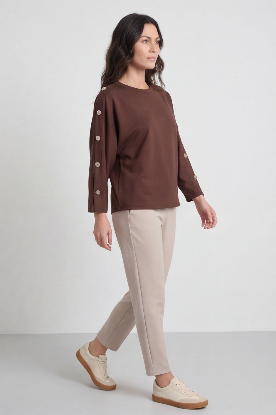 Lesley Button Top Cocoa – image 1 of 6