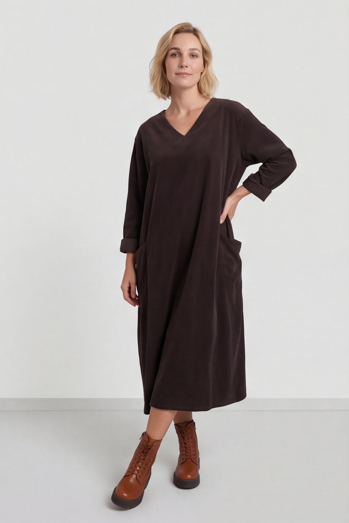 Cerys Cord Pocket Dress Cocoa – image 1 of 6