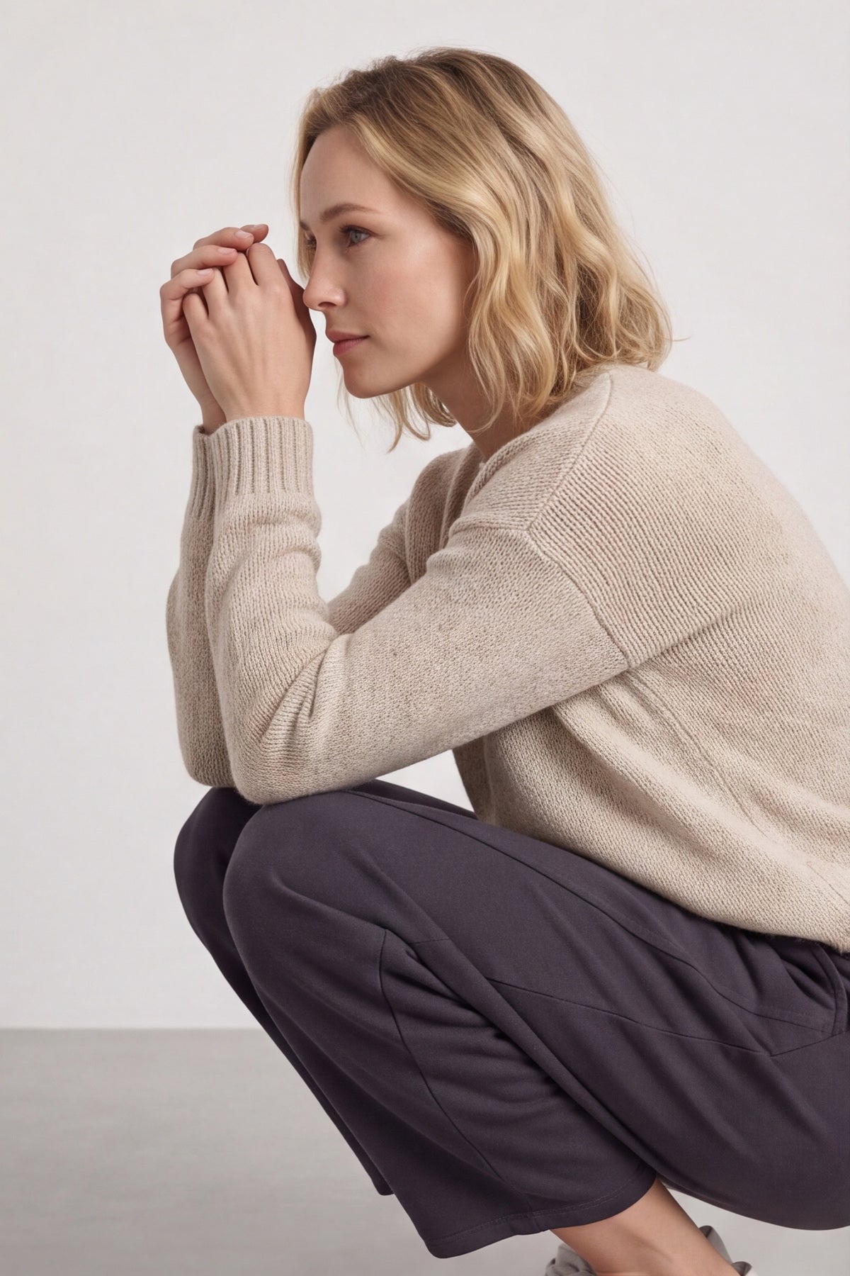 Yasmina Cropped Cotton Trousers Charcoal – image 1 of 4
