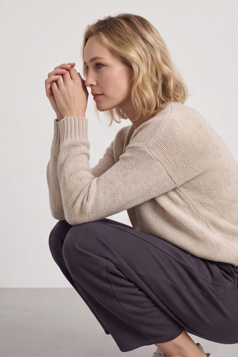 Yasmina Cropped Cotton Trousers Charcoal – image 1 of 4