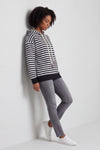 Selena Stripe Hooded Top Black – image 1 of 6