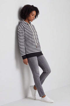 Selena Stripe Hooded Top Black – image 1 of 6