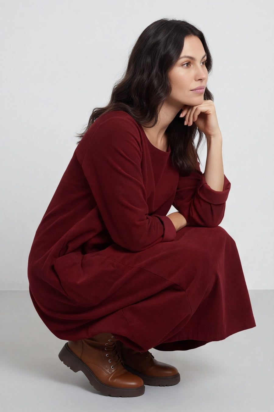Liora Needlecord Dress Wine – image 1 of 6