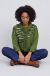 Lydia Cowl Print Cotton Top Olive – image 1 of 6