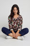 Kirsty Flower V-Neck Knit Top Cocoa – image 1 of 6