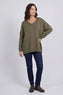 Josephine V-Neck Knitted Jumper Khaki – image 1 of 5