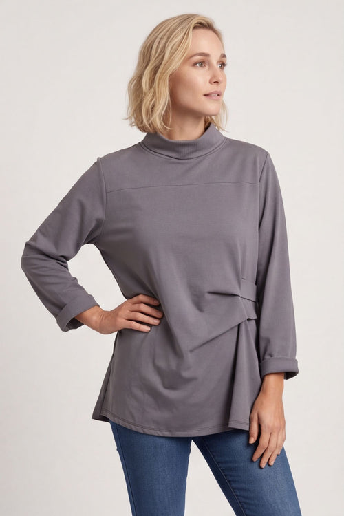 Celandine Cowl Neck Top Mid Grey – image 1 of 4