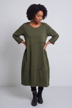Minnie Seam Detail Cotton Tunic Khaki – image 1 of 5