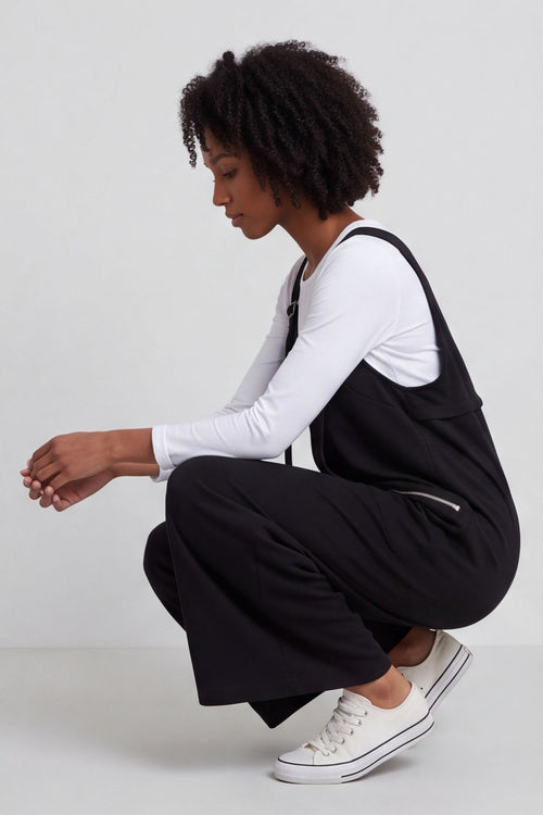 Kinley Pocket Cotton Jumpsuit Black – image 1 of 6