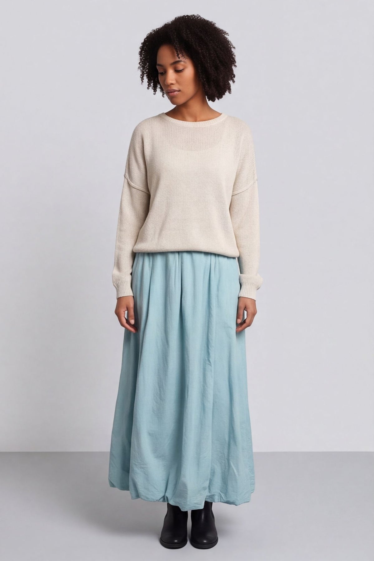 Wilfreda Puffball Cotton Skirt Sage Green – image 1 of 6