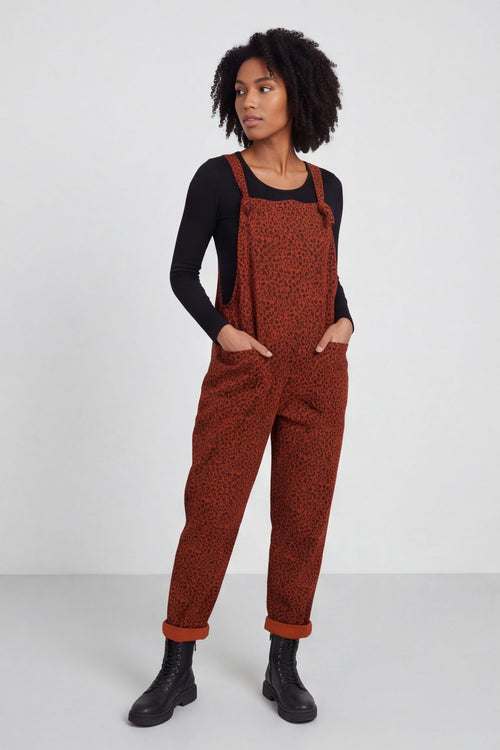 Pabo Leopard Needlecord Dungarees Burnt Orange – image 1 of 6