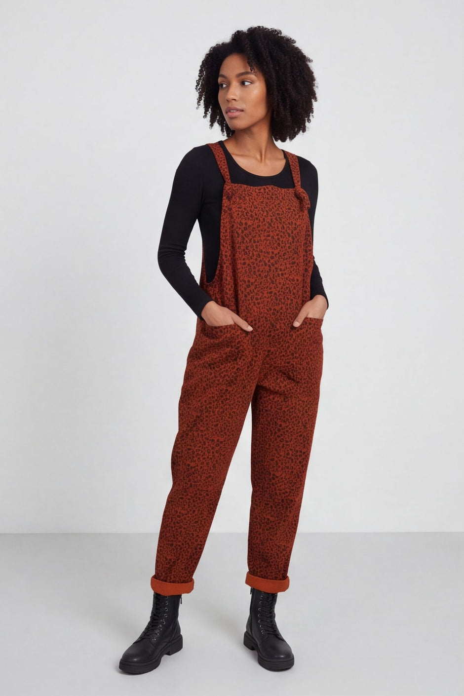 Pabo Leopard Needlecord Dungarees Burnt Orange – image 1 of 6
