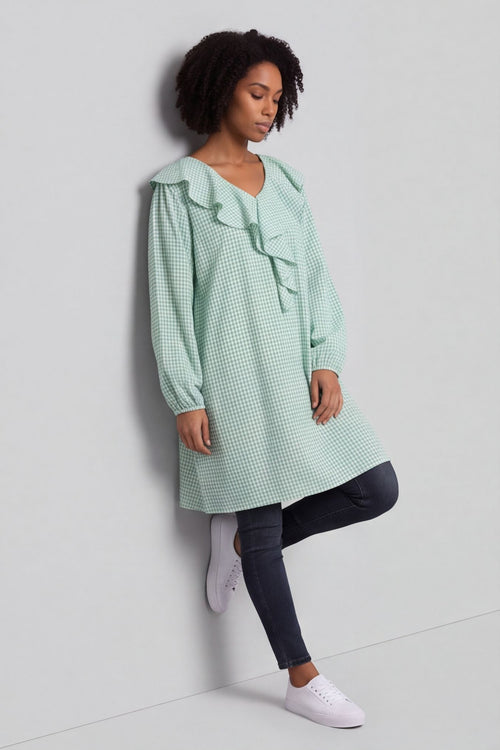 Sophronia Gingham Cotton Tunic Green – image 1 of 6