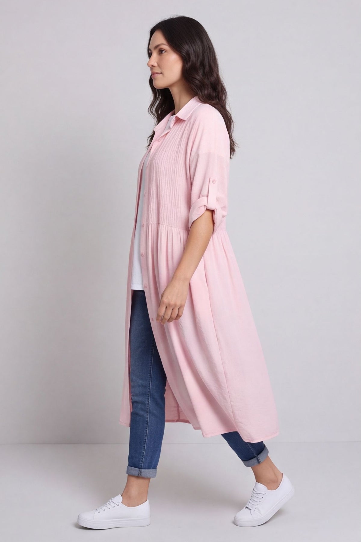 Emersyn Crinkle Shirt Dress Pink – image 1 of 4