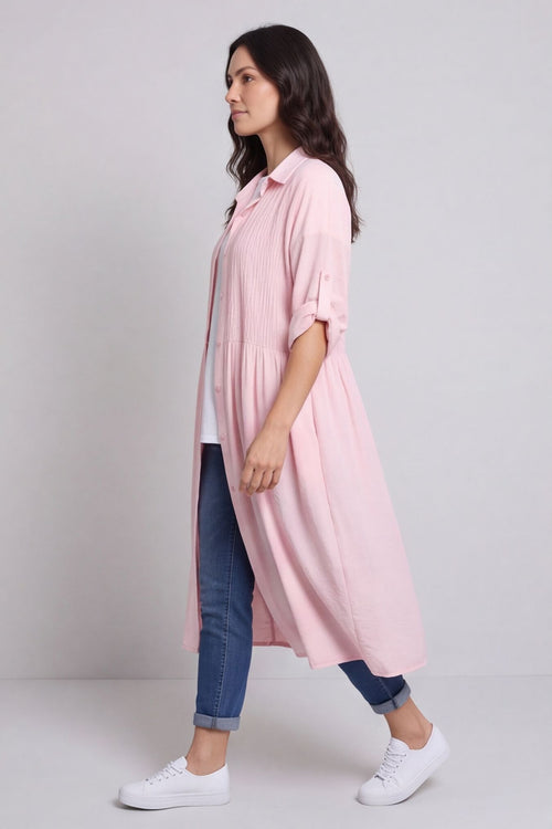 Emersyn Crinkle Shirt Dress Pink – image 1 of 4