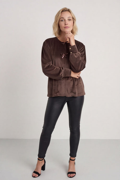 Rhona Bow Front Top Cocoa – image 1 of 6