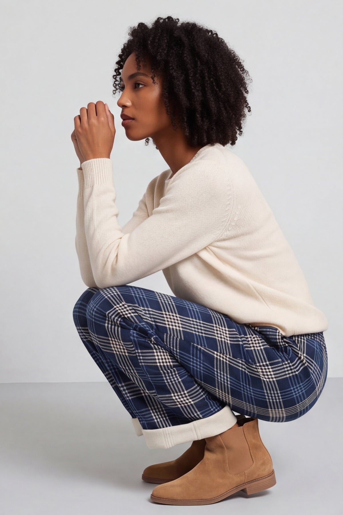 Kirri Check Trousers Navy – image 1 of 6
