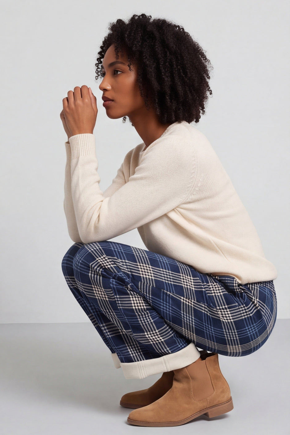 Kirri Check Trousers Navy – image 1 of 6