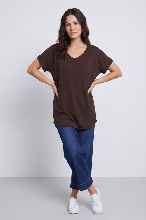 Porthcurno Tie Back Cotton Top Cocoa – image 1 of 5