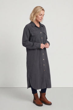 Dezi Needlecord Shirt Dress Charcoal – image 1 of 6