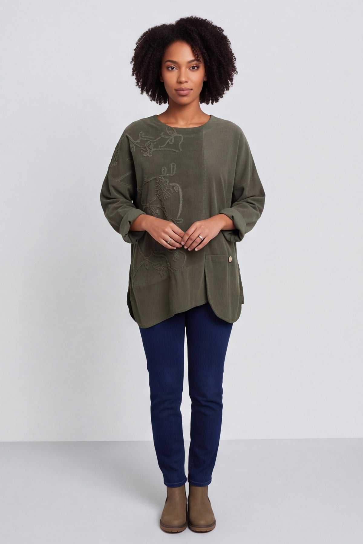 Jessa Needlecord Top Khaki – image 1 of 6