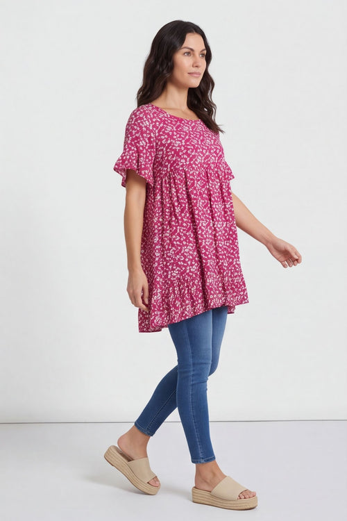 Pamber Ditsy Print Tunic Fuchsia – image 1 of 5
