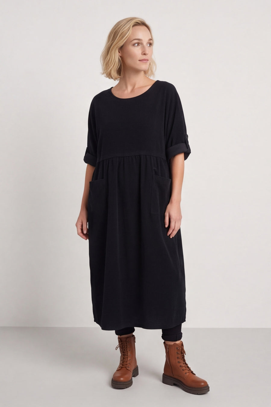 Etta Needlecord Dress Black – image 1 of 4