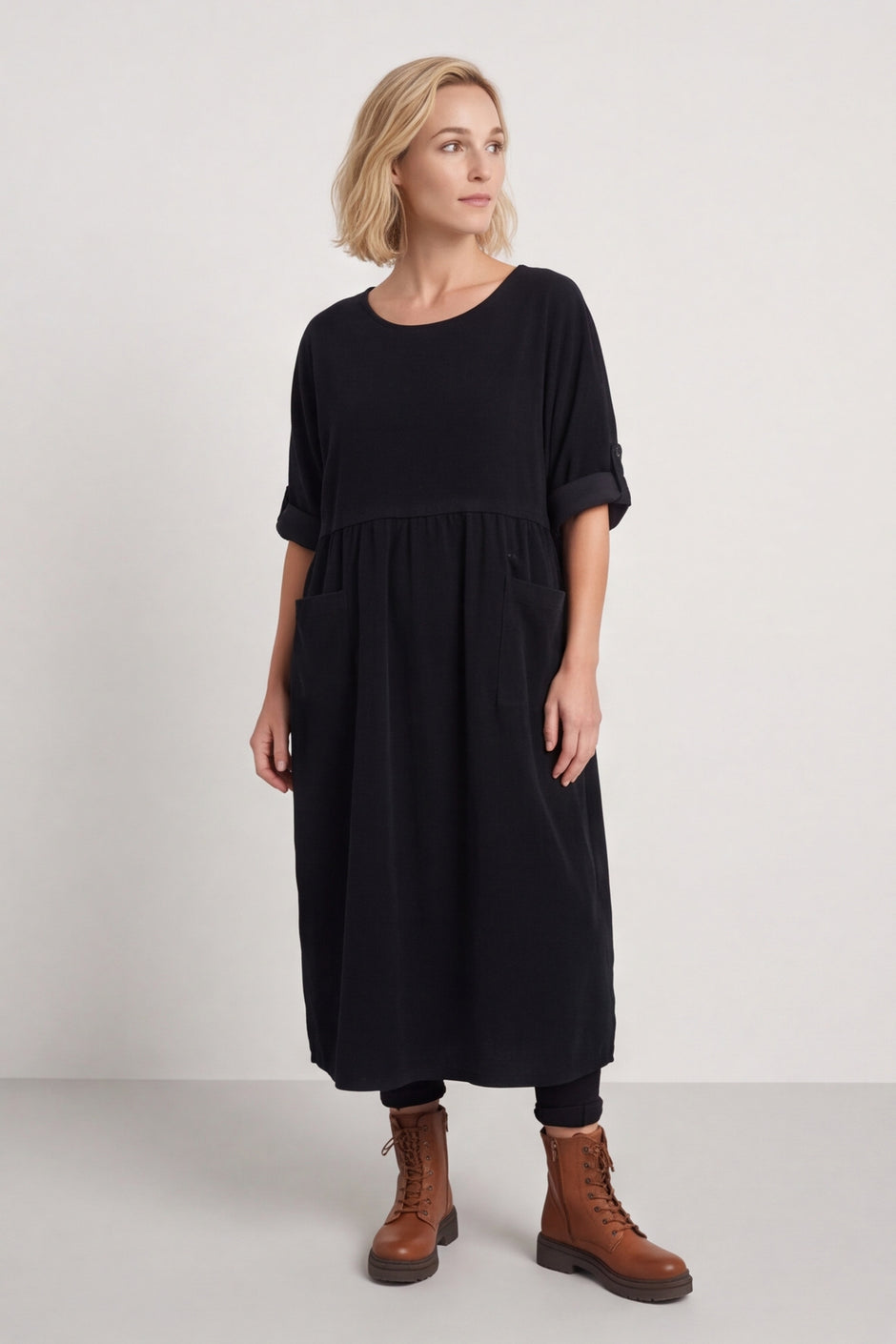 Etta Needlecord Dress Black – image 1 of 4