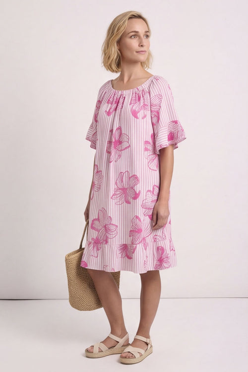 Fabiola Print Bardot Tunic Fuchsia – image 1 of 5