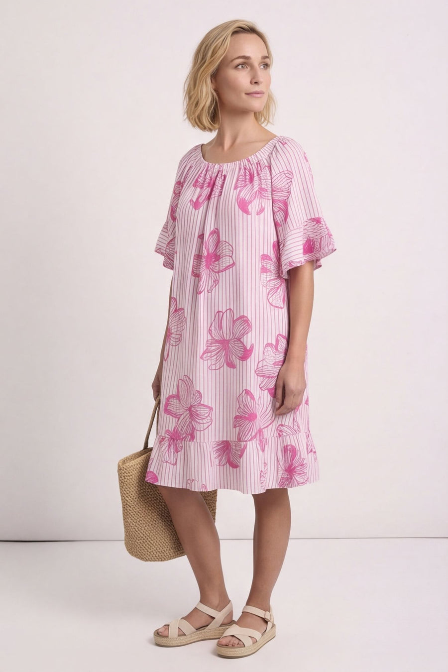 Fabiola Print Bardot Tunic Fuchsia – image 1 of 5