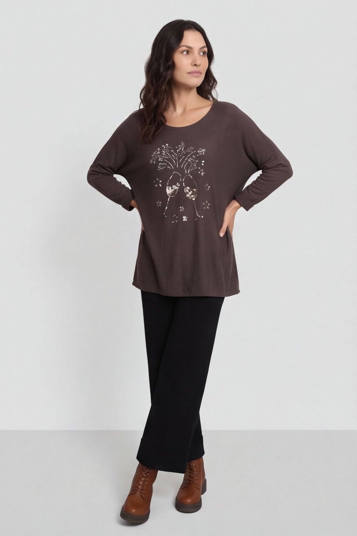 Lillian Cheers Jumper Cocoa – image 1 of 6