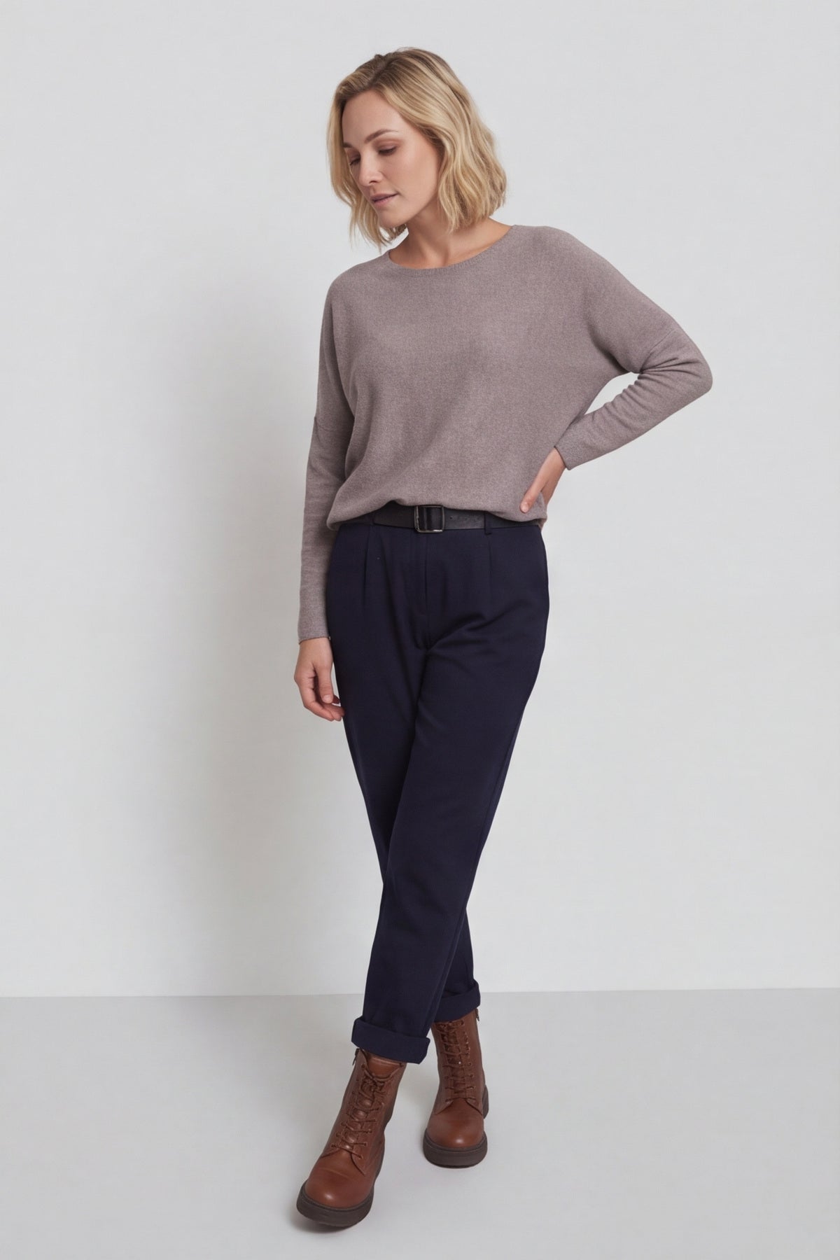 Philippa Belted Trousers Navy – image 1 of 4