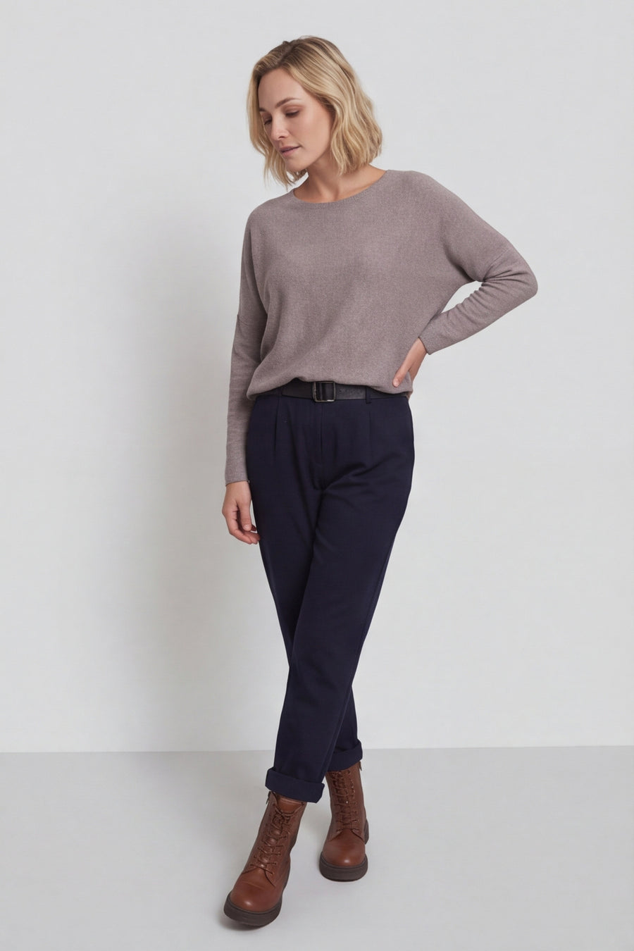 Philippa Belted Trousers Navy – image 1 of 4