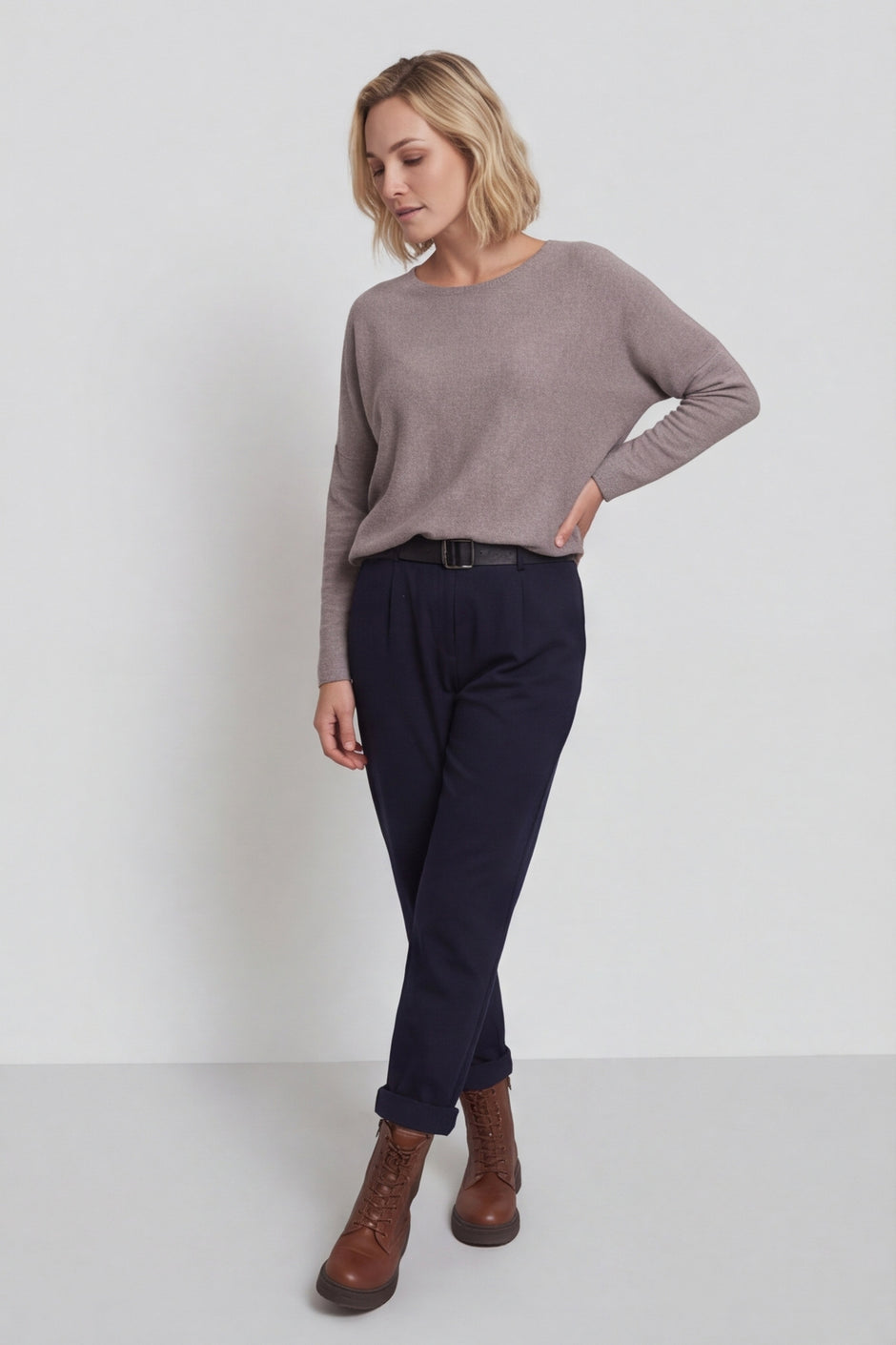 Philippa Belted Trousers Navy – image 1 of 4