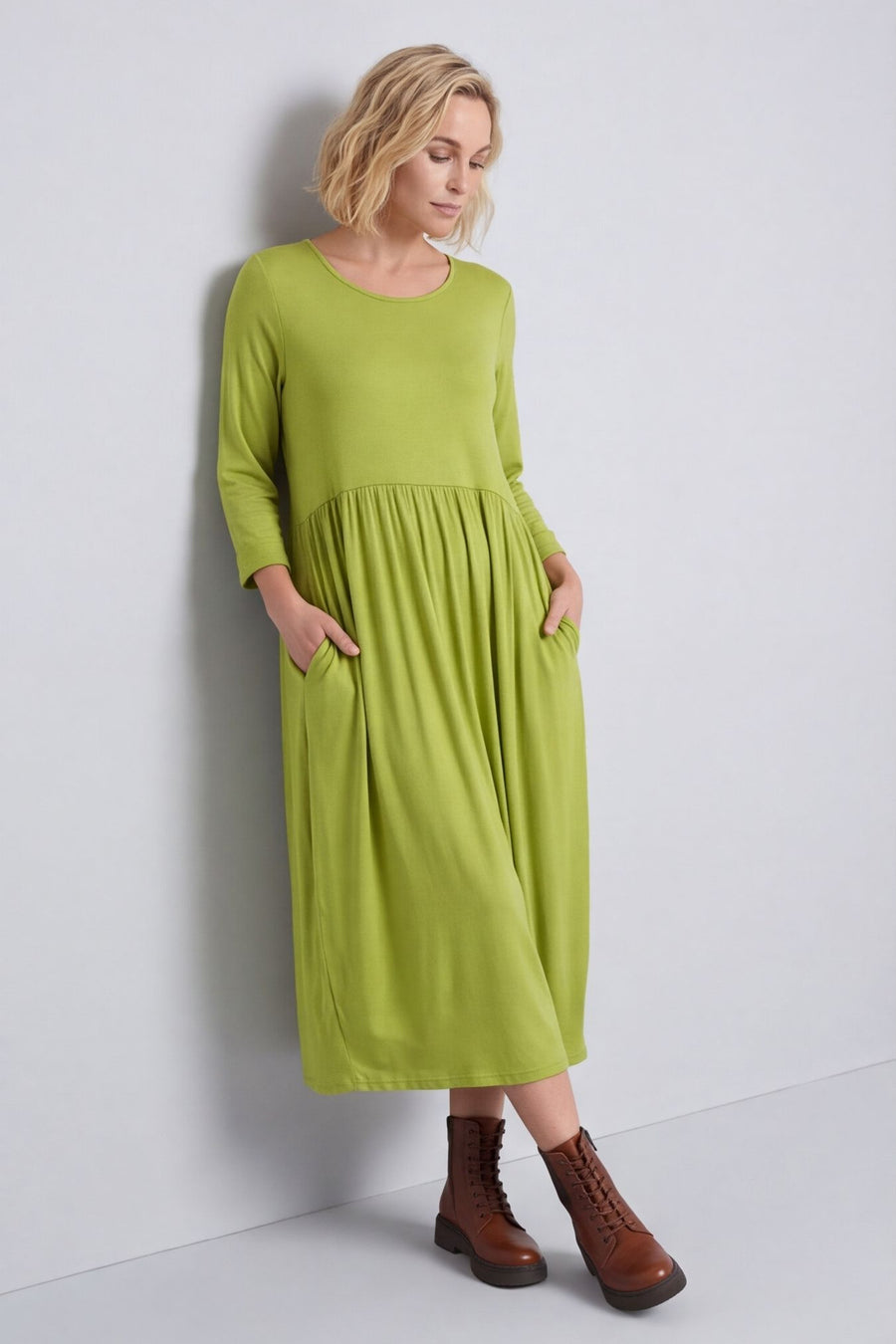 Kylie Long Sleeve Dress Lime – image 1 of 5