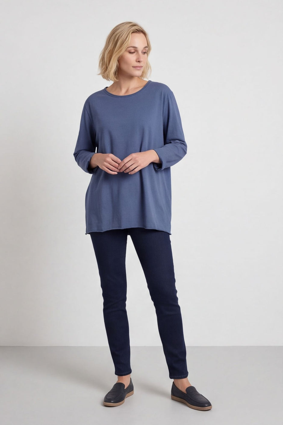 Amber Cotton Top Navy – image 1 of 5