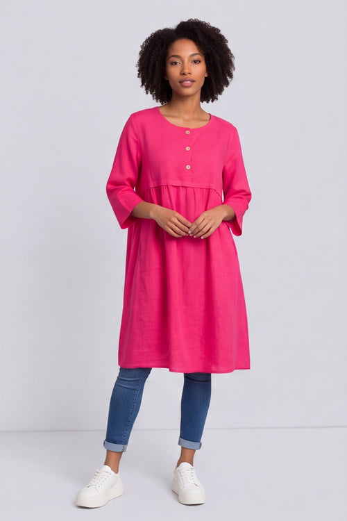 Alara Linen Dress Hot Pink – image 1 of 6