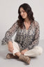 Edith Print Tie Front Top Khaki – image 1 of 6