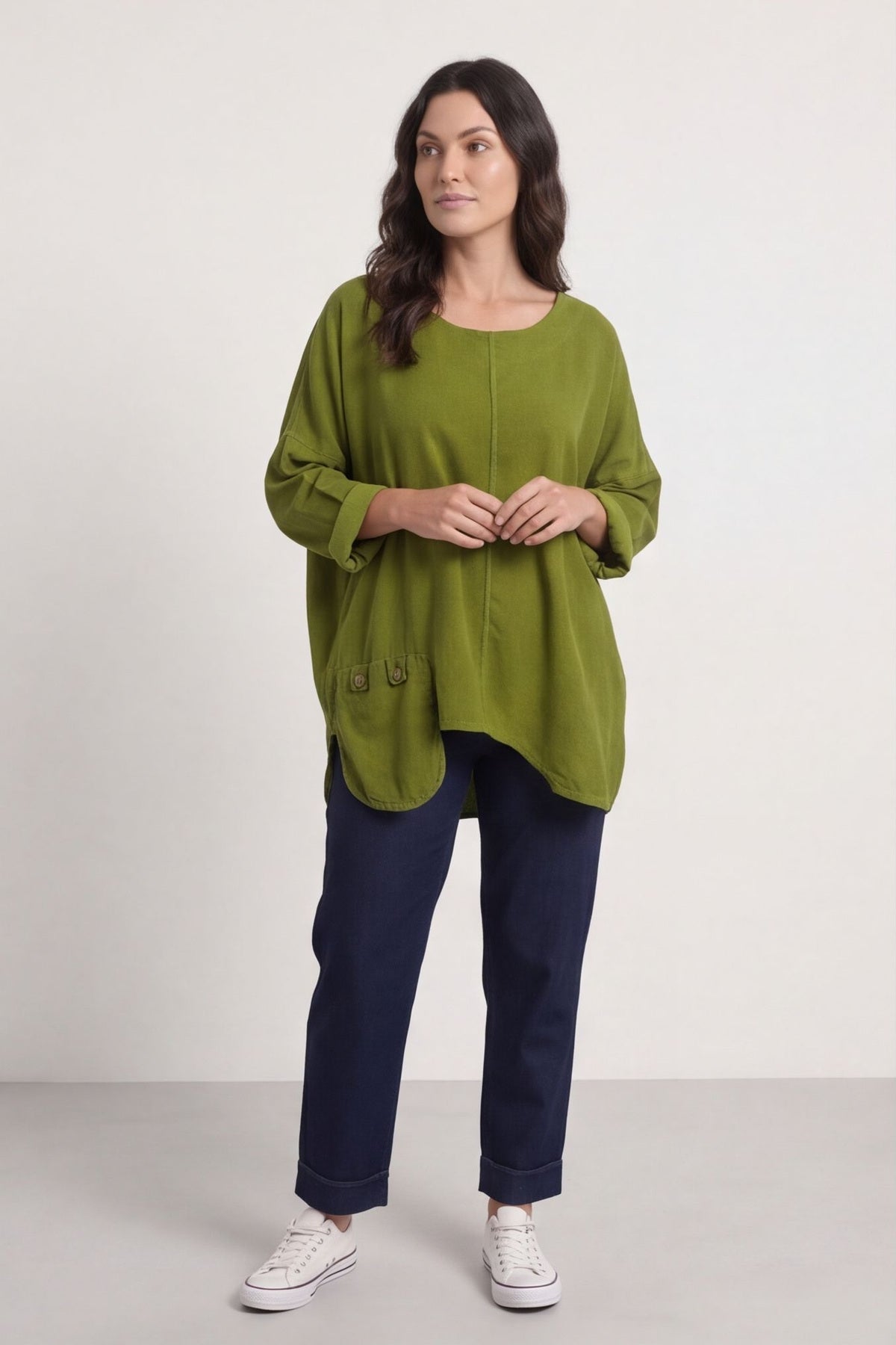 Daisy Needlecord Top Olive – image 1 of 5