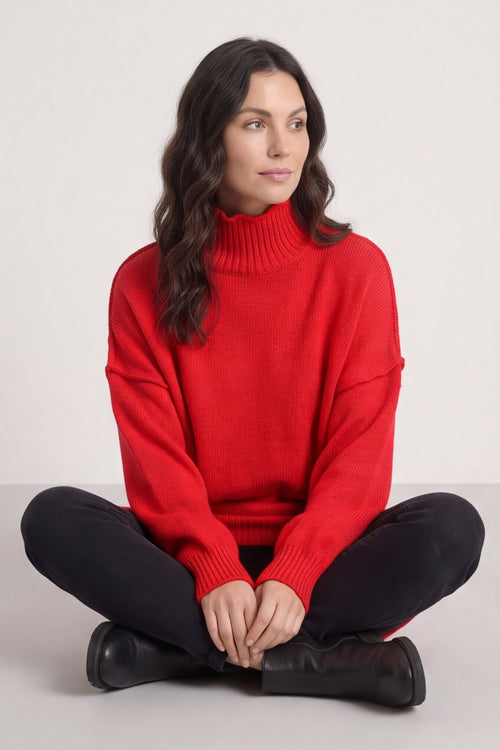Bridie Polo Neck Knitted Tunic Red – image 1 of 6