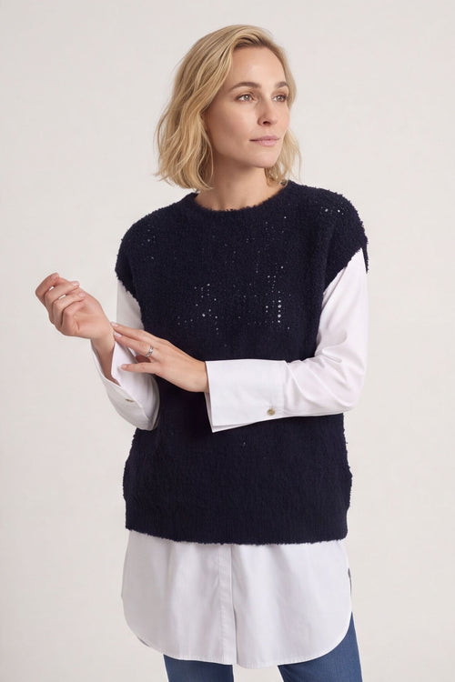 Clancy Boucle Tank Top Navy – image 1 of 5