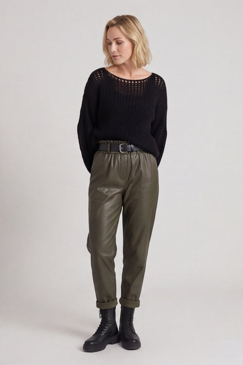 Hilary Wet Look Trousers Khaki – image 2 of 4
