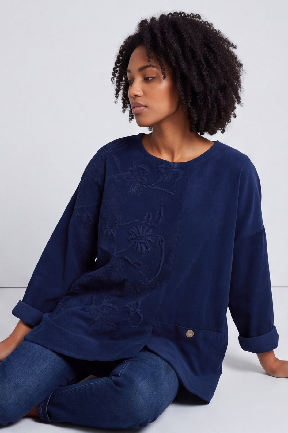 Jessa Needlecord Top Navy – image 2 of 6