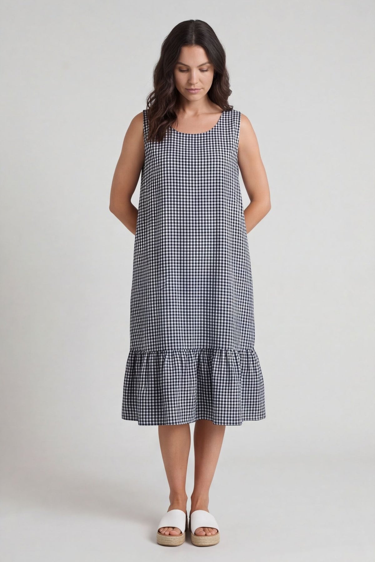 Imani Sleeveless Gingham Dress Navy – image 2 of 5