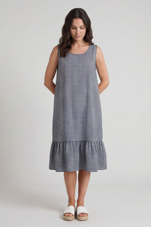 Imani Sleeveless Gingham Dress Navy – image 2 of 5
